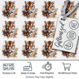 Realistic Tiger Portrait Splash Art Seamless Pattern Digital Print Fabric by the Metre UK Sewing Quilting Textile