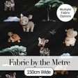 Cute Safari Animals Zebra Turtle on Black Seamless Pattern Digital Print Fabric by the Metre UK Sewing Quilting Textile