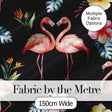 Elegant Pink Flamingos Tropical Flowers on Black Background Seamless Pattern Digital Print Fabric by the Metre UK Sewing Quilting Textile