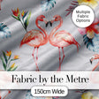 Elegant Pink Flamingos Tropical Flowers on Grey Background Seamless Pattern Digital Print Fabric by the Metre UK Sewing Quilting Textile