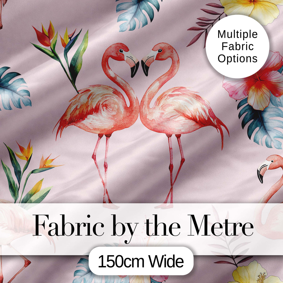 Elegant Pink Flamingos Tropical Flowers on Soft Pink Background Seamless  Digital Print Fabric by the Metre UK Sewing Quilting Textile