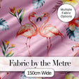 Elegant Pink Flamingos Tropical Flowers on Blush Pink Background   Digital Print Fabric by the Metre UK Sewing Quilting Textile
