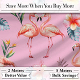 Elegant Pink Flamingos Tropical Flowers on Blush Pink Background   Digital Print Fabric by the Metre UK Sewing Quilting Textile