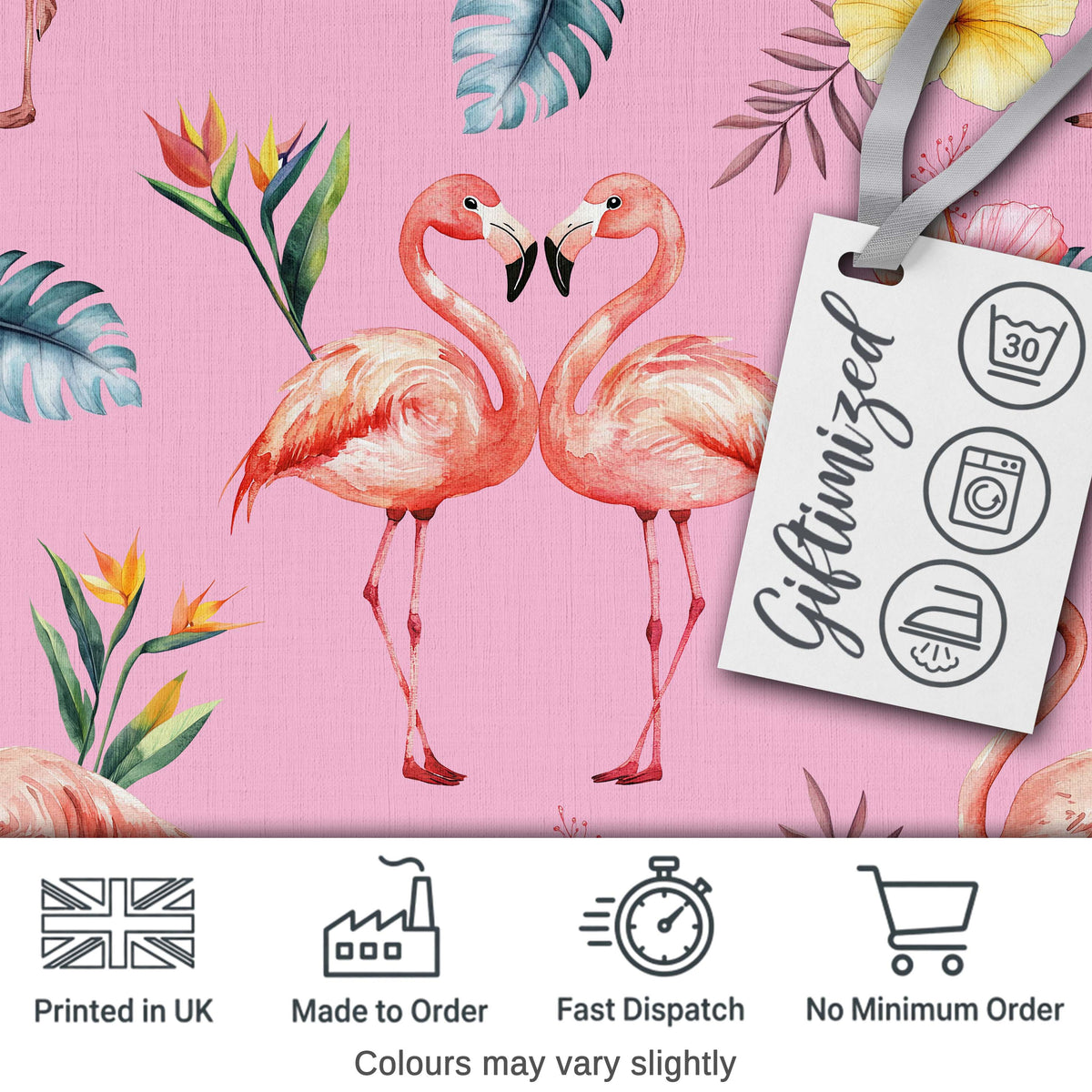 Elegant Pink Flamingos Tropical Flowers on Blush Pink Background   Digital Print Fabric by the Metre UK Sewing Quilting Textile