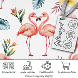 Elegant Pink Flamingos Tropical Flowers on Light Grey Background   Digital Print Fabric by the Metre UK Sewing Quilting Textile