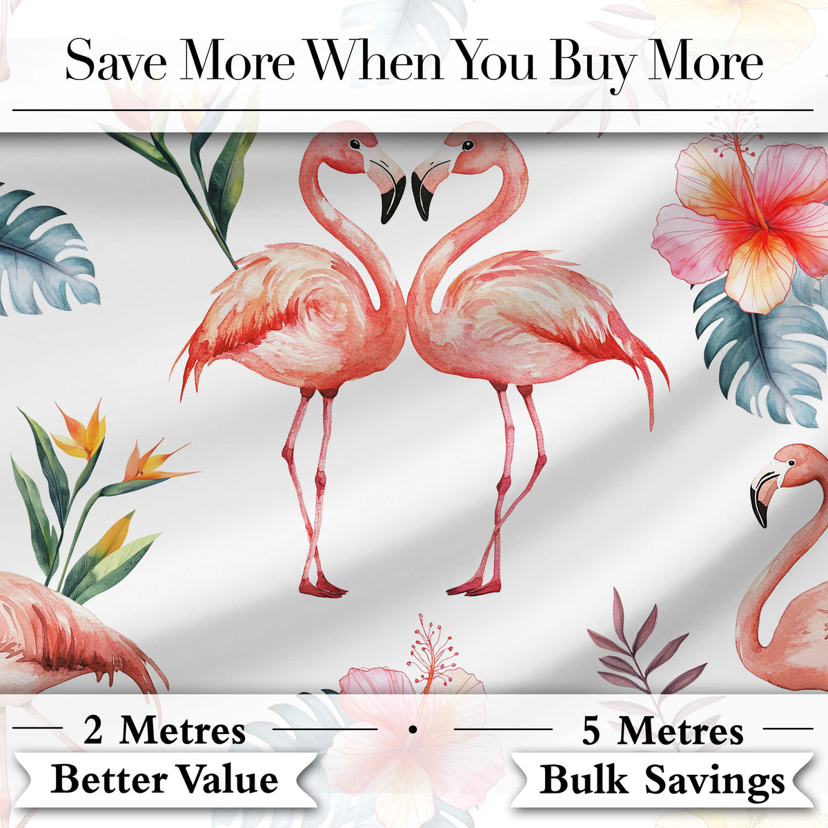 Elegant Pink Flamingos Tropical Flowers on Pale Grey Background Seamless  Digital Print Fabric by the Metre UK Sewing Quilting Textile