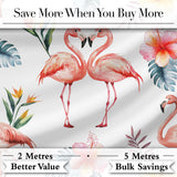 Elegant Pink Flamingos Tropical Flowers on Pale Grey Background Seamless  Digital Print Fabric by the Metre UK Sewing Quilting Textile