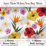 Cute Tropical Hibiscus Flowers Birds of Paradise Bright Floral Seamless Pattern Digital Print Fabric by the Metre UK Sewing Quilting Textile