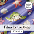 Cute Cartoon Sea Turtle Starfish Shells on Purple Background Seamless Pattern Digital Print Fabric by the Metre UK Sewing Quilting Textile
