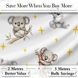 Cute Baby Koala Bears with Yellow Stars on Light Grey Background   Digital Print Fabric by the Metre UK Sewing Quilting Textile