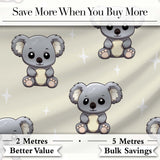 Cute Cartoon Koala Bears with White Stars on Light Beige Background   Digital Print Fabric by the Metre UK Sewing Quilting Textile