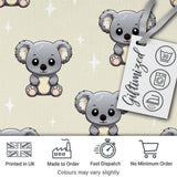 Cute Cartoon Koala Bears with White Stars on Light Beige Background   Digital Print Fabric by the Metre UK Sewing Quilting Textile