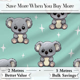 Cute Cartoon Koala Bears with White Stars on Mint Green Background   Digital Print Fabric by the Metre UK Sewing Quilting Textile