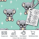 Cute Cartoon Koala Bears with White Stars on Mint Green Background   Digital Print Fabric by the Metre UK Sewing Quilting Textile