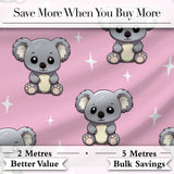 Cute Cartoon Koala Bears with White Stars on Rose Pink Background   Digital Print Fabric by the Metre UK Sewing Quilting Textile