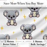 Cute Cartoon Koala Bears with Yellow Stars on Light Grey Background   Digital Print Fabric by the Metre UK Sewing Quilting Textile