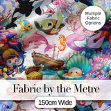 Cute Underwater Ocean Animals Mermaid Dolphin Turtle Seamless Pattern Digital Print Fabric by the Metre UK Sewing Quilting Textile