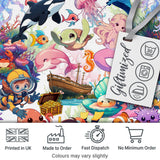Cute Underwater Ocean Animals Mermaid Dolphin Turtle Seamless Pattern Digital Print Fabric by the Metre UK Sewing Quilting Textile