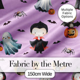 Cute Halloween Dracula Ghost Bats on Purple Background Seamless Pattern Digital Print Fabric by the Metre UK Sewing Quilting Textile