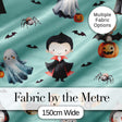 Cute Halloween Dracula Ghost Bats on Mint Green Background Seamless Pattern Digital Print Fabric by the Metre UK Sewing Quilting Textile