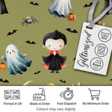 Cute Halloween Dracula Ghost Bats on Olive Green Background Seamless Pattern Digital Print Fabric by the Metre UK Sewing Quilting Textile
