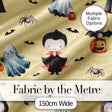 Cute Halloween Dracula Ghost Bats on Warm Beige Background Seamless Pattern Digital Print Fabric by the Metre UK Sewing Quilting Textile