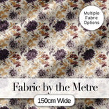 Vintage Floral Chrysanthemum Flowers on Cream Background Seamless Pattern Digital Print Fabric by the Metre UK Sewing Quilting Textile