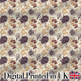 Vintage Floral Chrysanthemum Flowers on Cream Background Seamless Pattern Digital Print Fabric by the Metre UK Sewing Quilting Textile