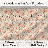 Elegant Peach Floral Blossoms on Soft Cream Background Seamless Pattern Digital Print Fabric by the Metre UK Sewing Quilting Textile