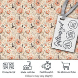 Elegant Peach Floral Blossoms on Soft Cream Background Seamless Pattern Digital Print Fabric by the Metre UK Sewing Quilting Textile