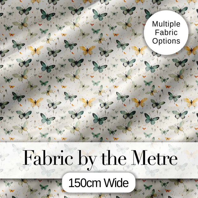 Soft Watercolor Butterflies with Neutral Tones Seamless Pattern Digital Print Fabric by the Metre UK Sewing Quilting Textile