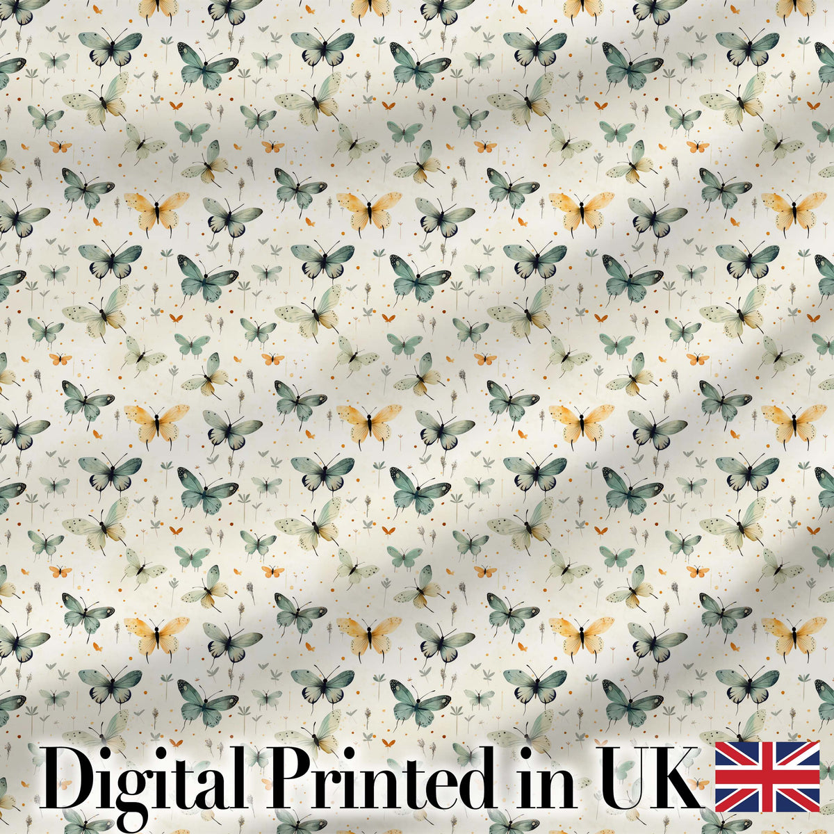 Soft Watercolor Butterflies with Neutral Tones Seamless Pattern Digital Print Fabric by the Metre UK Sewing Quilting Textile