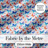 Bright Rainbow Butterflies with Colorful Floral Accents Seamless Pattern Digital Print Fabric by the Metre UK Sewing Quilting Textile