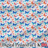 Bright Rainbow Butterflies with Colorful Floral Accents Seamless Pattern Digital Print Fabric by the Metre UK Sewing Quilting Textile
