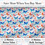 Bright Rainbow Butterflies with Colorful Floral Accents Seamless Pattern Digital Print Fabric by the Metre UK Sewing Quilting Textile