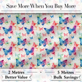 Artistic Watercolor Butterflies with Paint Splash Effect Seamless Pattern Digital Print Fabric by the Metre UK Sewing Quilting Textile