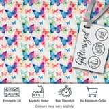Artistic Watercolor Butterflies with Paint Splash Effect Seamless Pattern Digital Print Fabric by the Metre UK Sewing Quilting Textile