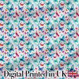 Cute Blue and Pink Butterflies with Heart Accents Seamless Pattern Digital Print Fabric by the Metre UK Sewing Quilting Textile