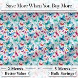 Cute Blue and Pink Butterflies with Heart Accents Seamless Pattern Digital Print Fabric by the Metre UK Sewing Quilting Textile