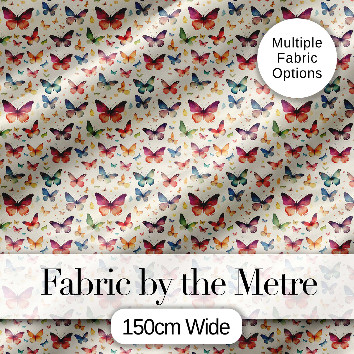 Colorful Mixed Butterflies with Soft Neutral Background Seamless Pattern Digital Print Fabric by the Metre UK Sewing Quilting Textile