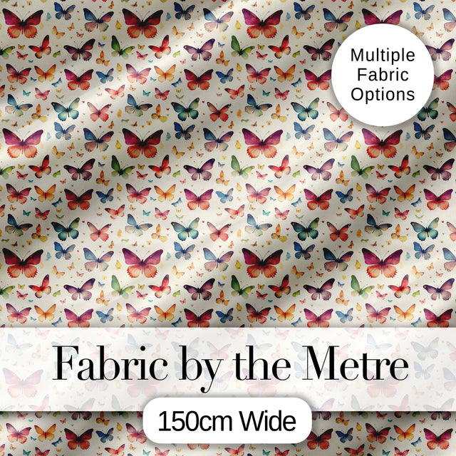 Colorful Mixed Butterflies with Soft Neutral Background Seamless Pattern Digital Print Fabric by the Metre UK Sewing Quilting Textile
