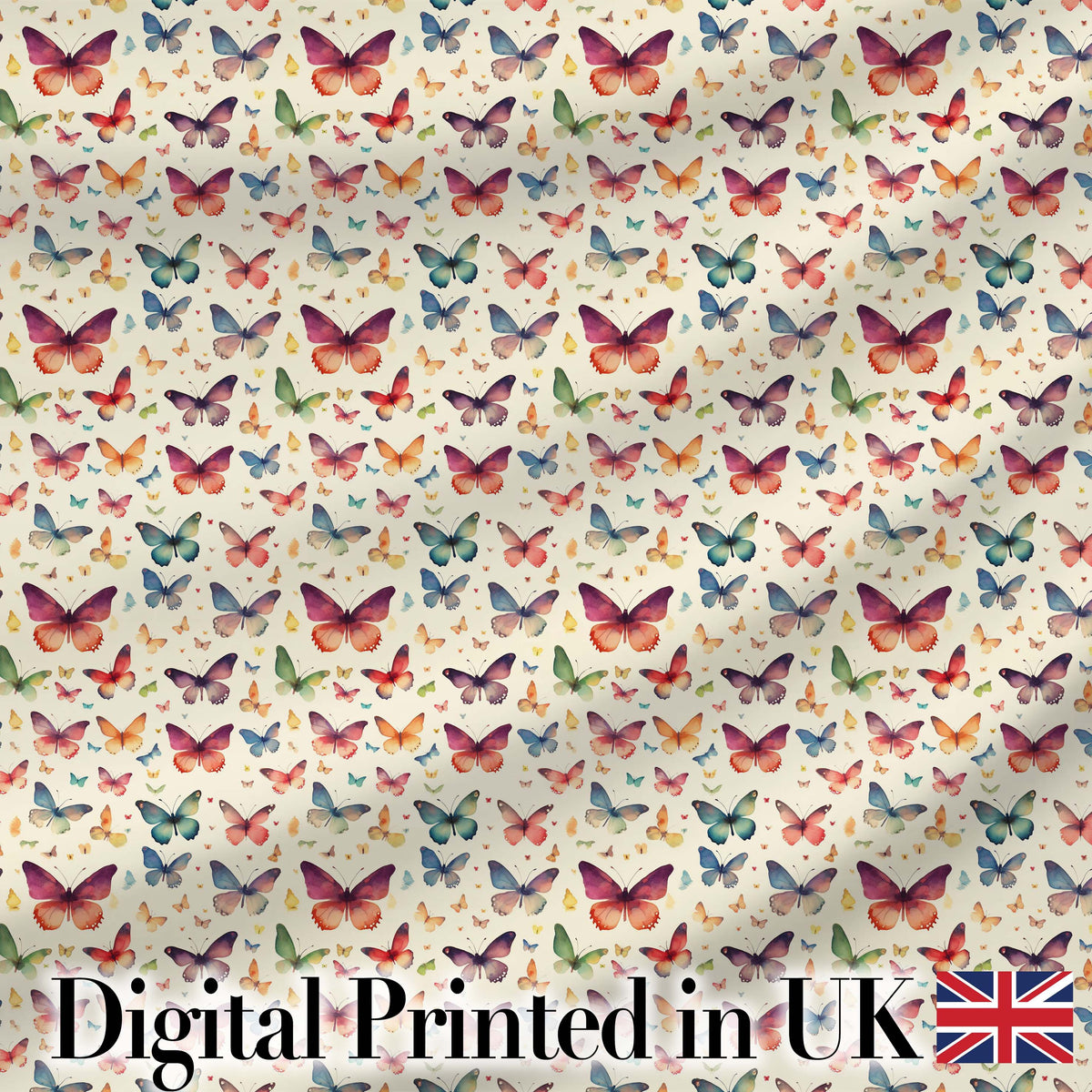 Colorful Mixed Butterflies with Soft Neutral Background Seamless Pattern Digital Print Fabric by the Metre UK Sewing Quilting Textile