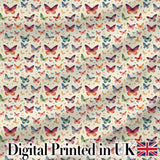 Colorful Mixed Butterflies with Soft Neutral Background Seamless Pattern Digital Print Fabric by the Metre UK Sewing Quilting Textile
