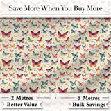 Colorful Mixed Butterflies with Soft Neutral Background Seamless Pattern Digital Print Fabric by the Metre UK Sewing Quilting Textile