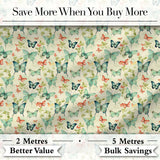 Soft Pastel Butterflies with Botanical Leaves Seamless Pattern Digital Print Fabric by the Metre UK Sewing Quilting Textile