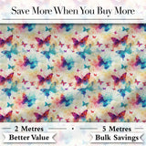 Bright Watercolor Butterflies with Color Splash Effect Seamless Pattern Digital Print Fabric by the Metre UK Sewing Quilting Textile
