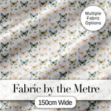 Soft Neutral Butterflies with Leaves Minimal Seamless Pattern Digital Print Fabric by the Metre UK Sewing Quilting Textile