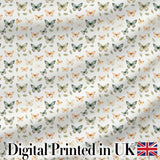 Soft Neutral Butterflies with Leaves Minimal Seamless Pattern Digital Print Fabric by the Metre UK Sewing Quilting Textile