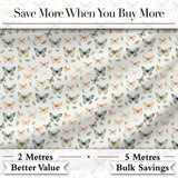 Soft Neutral Butterflies with Leaves Minimal Seamless Pattern Digital Print Fabric by the Metre UK Sewing Quilting Textile