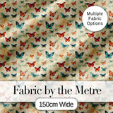Vintage Style Butterflies in Warm Tones Seamless Pattern Digital Print Fabric by the Metre UK Sewing Quilting Textile